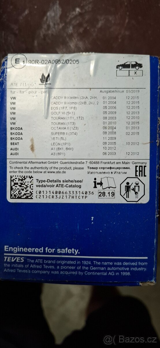 Brzdové destičky zadní AUDI/VW/SKODA/SEAT