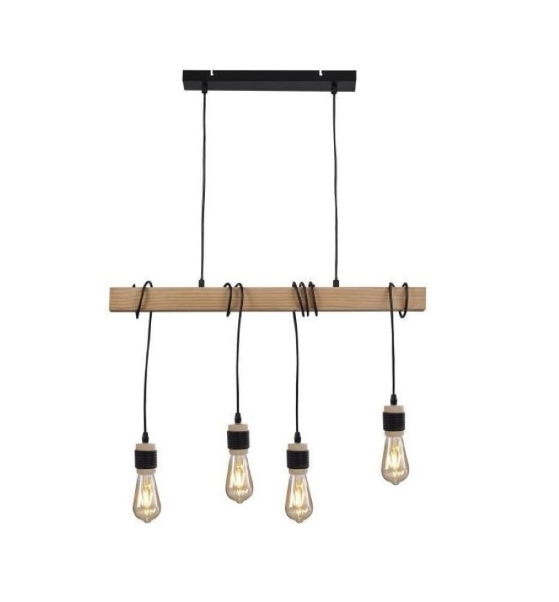 Závěsná stropní lampa Detroit - černá/přírodní
