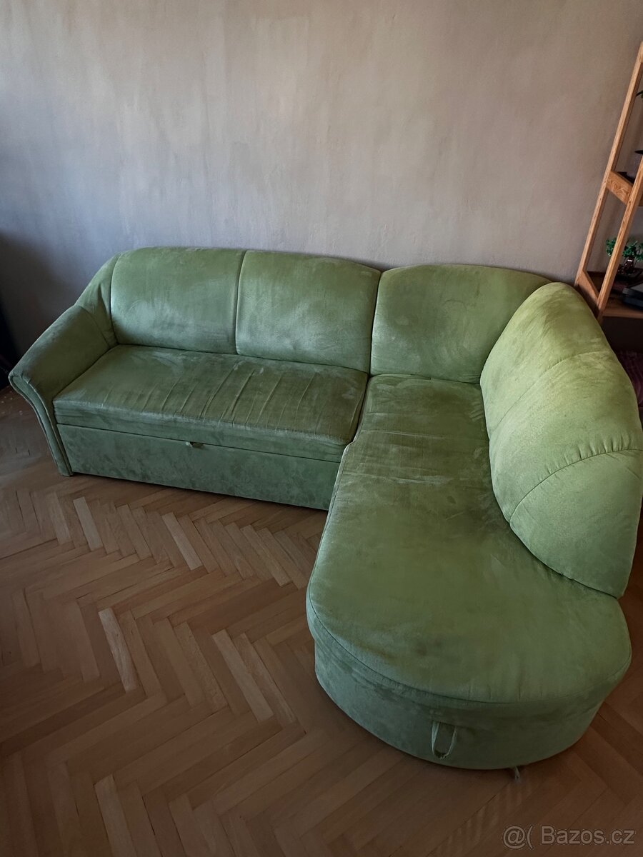 Rohová rozkládací sedačka/ pohovka/ gauč s úložným prostorem