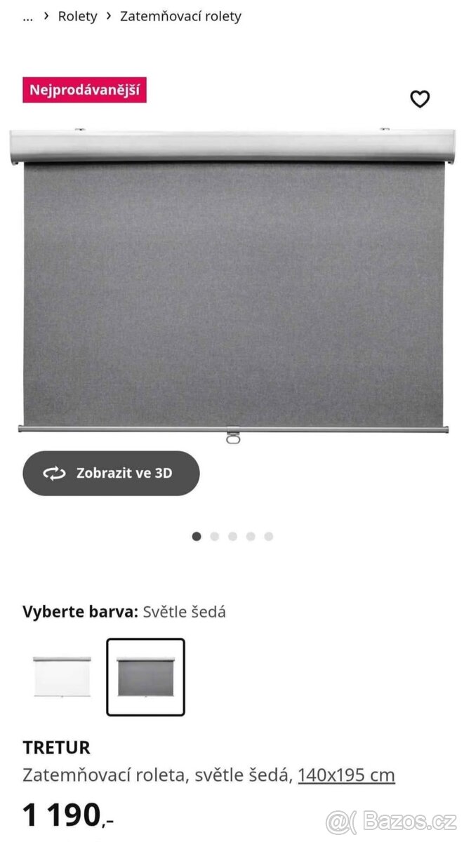 Zatemňovací rolety Ikea Tretur 140x195cm