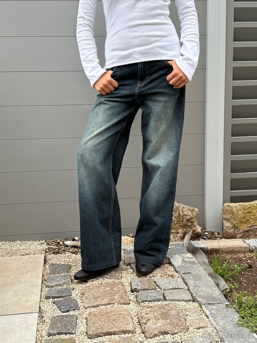 Bershka Baggy Low Waist 32 zkracena delka