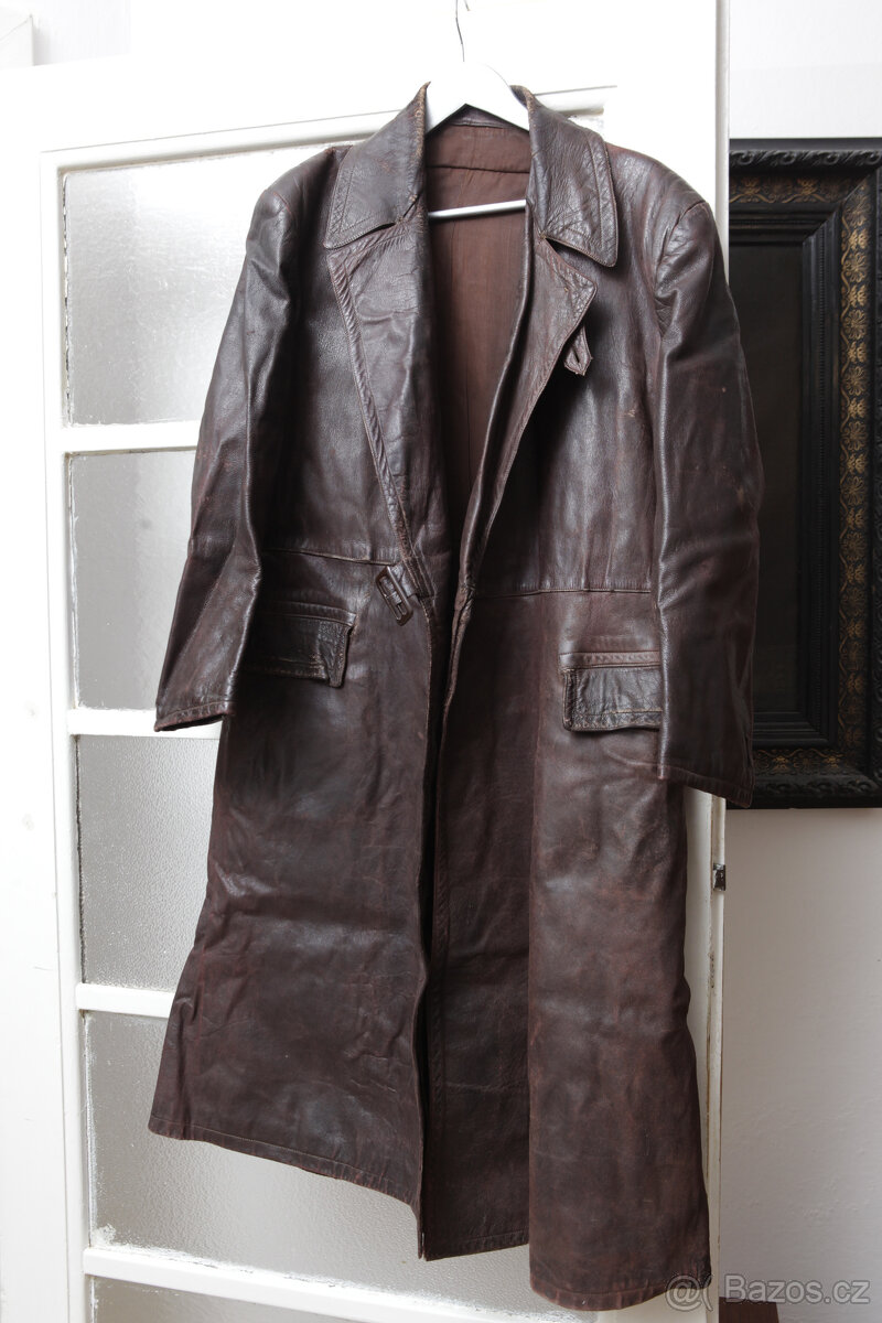 Kabát pánsky kožený delka 130 cm
