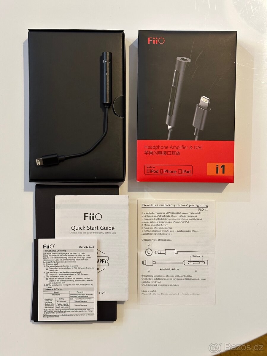 Sluchátkový zesilovač FiiO i1 + FiiO kabely a FiiO redukce