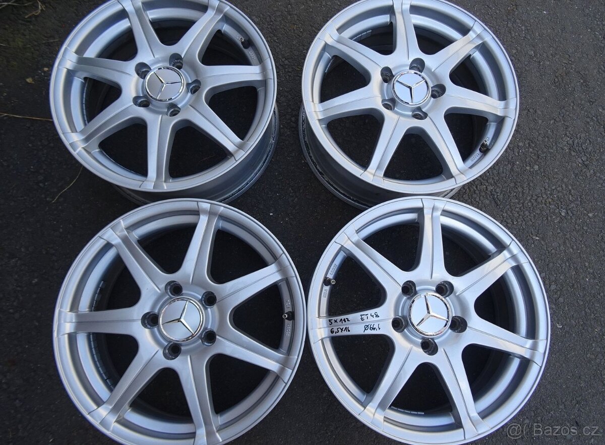 Alu disky na Mercedes, 16", 5x112, ET 48, šíře 7,5J