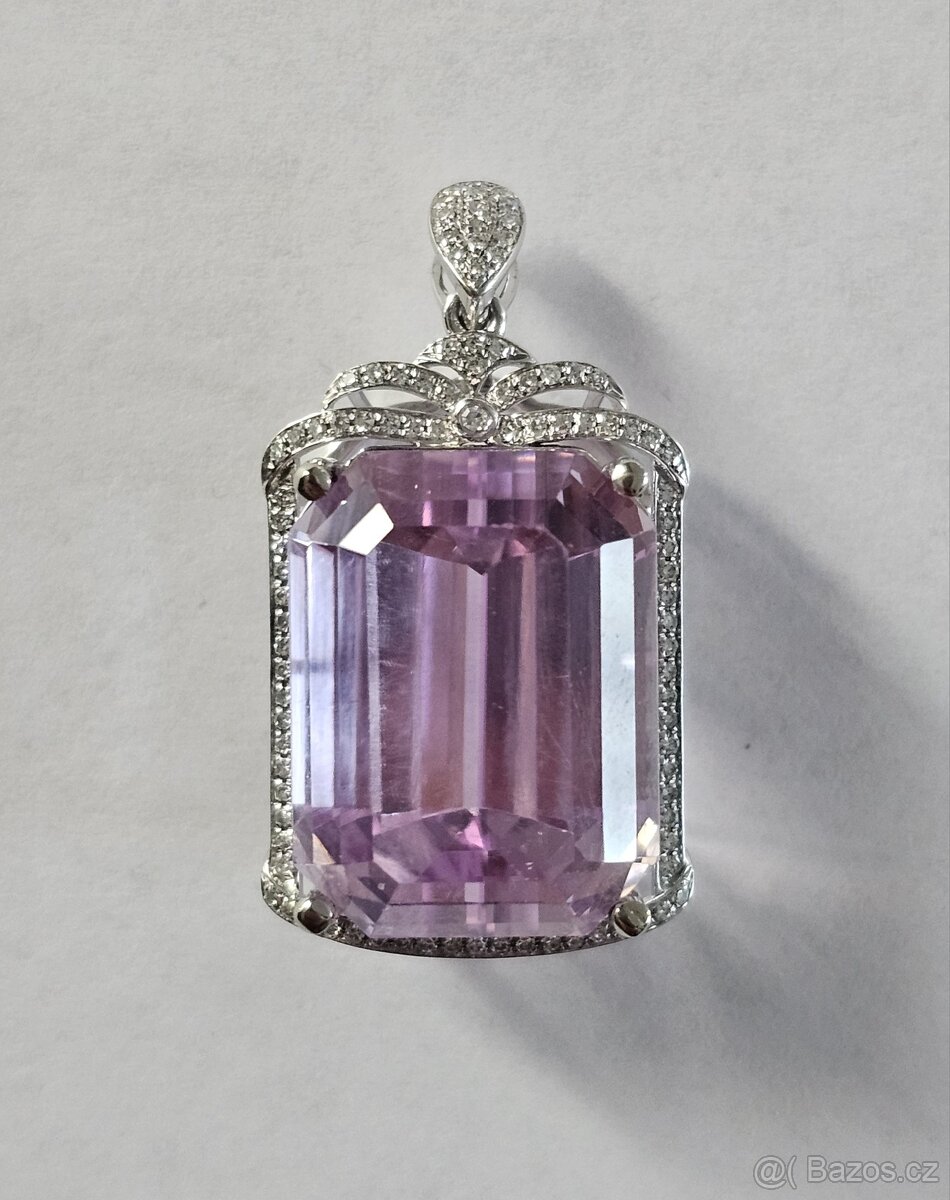 DIAMANTOVÝ PŘÍVĚSEK KUNZIT 36.64ct. NÁDHERNÝ