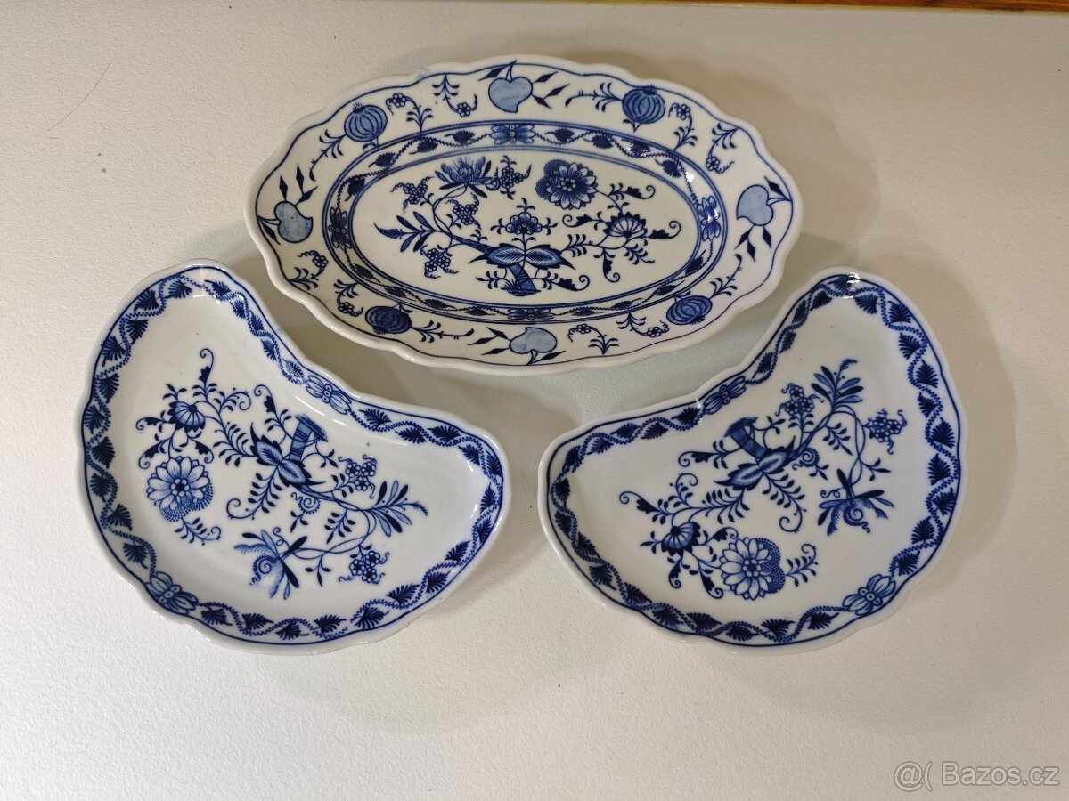 Cibulák meissen podnos + misky na kosti