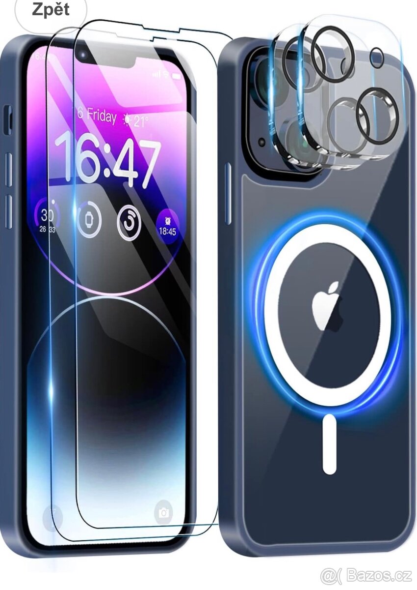 Pouzdro pro iPhone 14 Plus, 2x ochranné sklo + fotoaparát