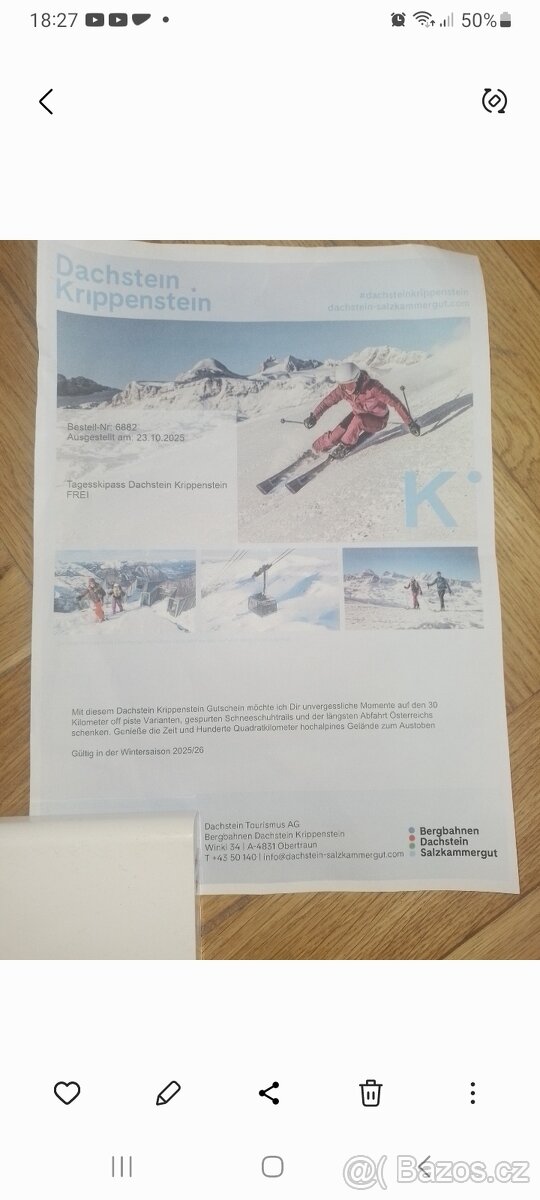 Prodqm dva skipasy do Rakouska Dachstein