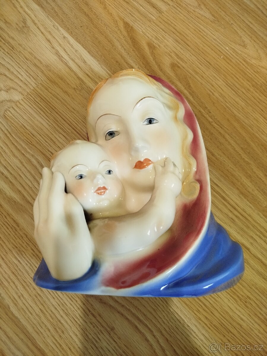 Porcelánová soška Madona s dítětem-Bihl