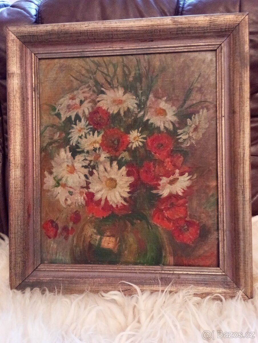 KVĚTINY VE VÁZE - SIGNATURA NEČITELNÁ