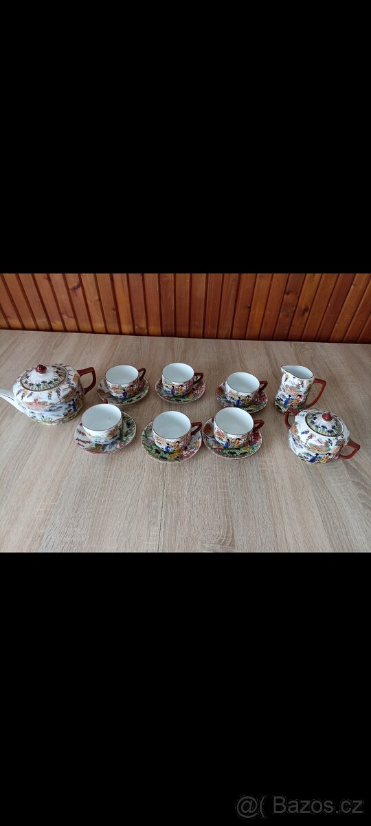 Starožitná čajová sada s japonským dekorem