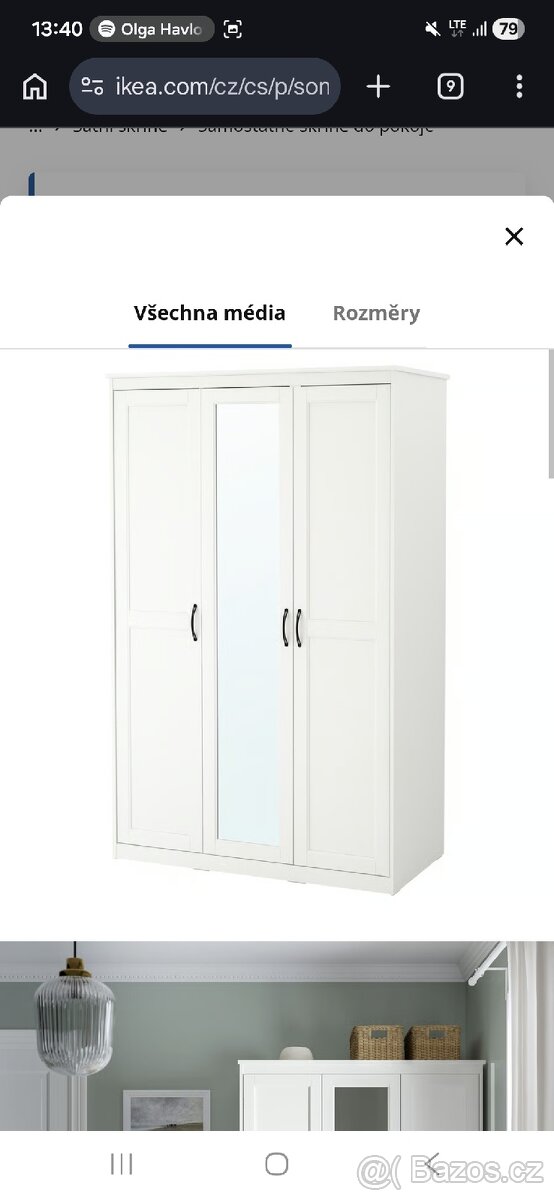 Bílá skříň se zrcadlem IKEA