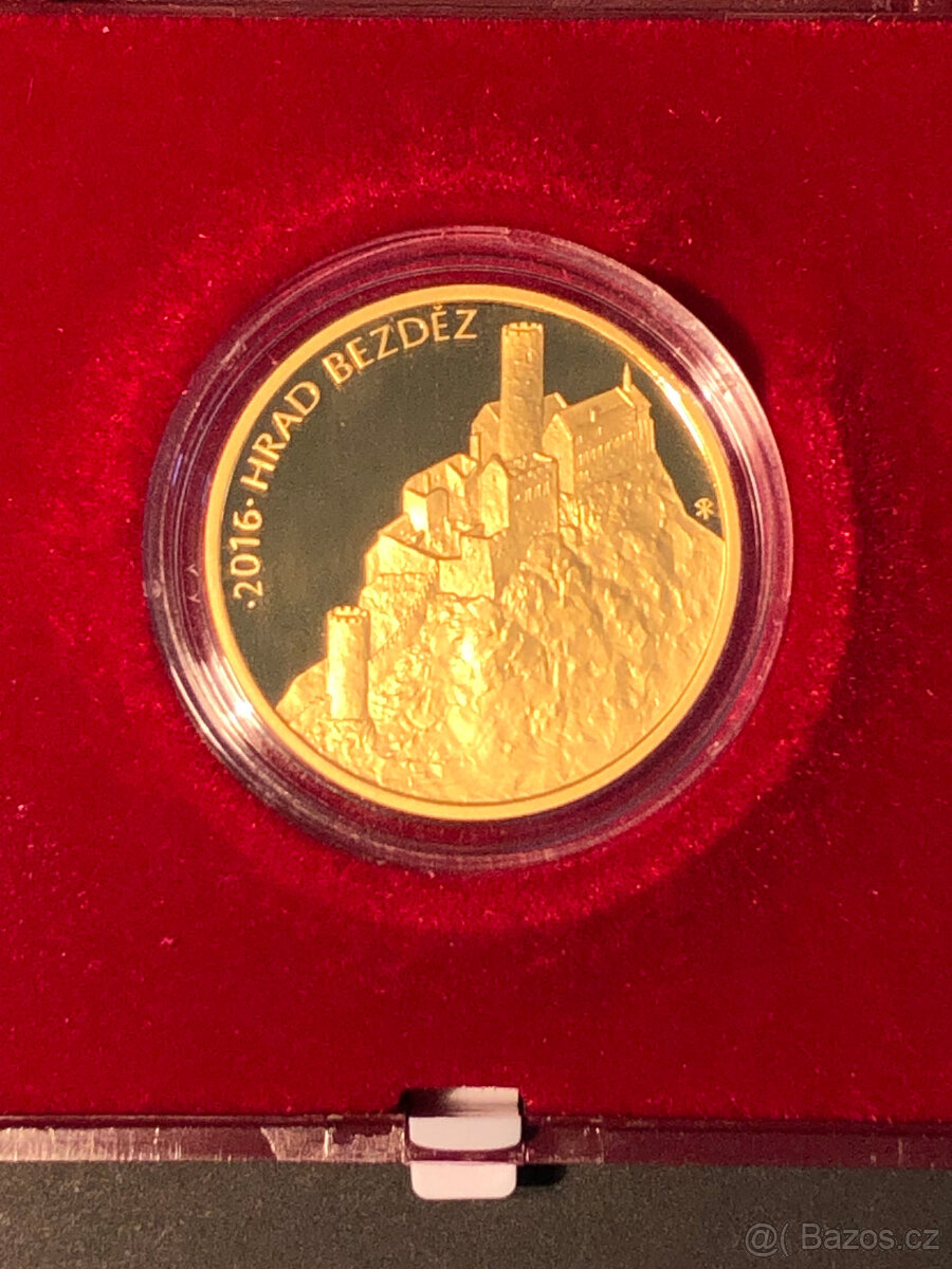 Zlatá mince hrad Bezděz Proof - vzácná