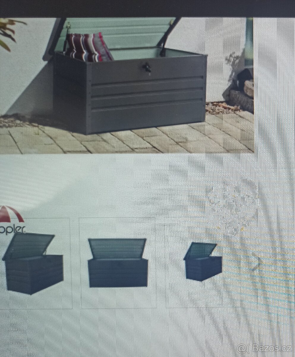 Zahradní truhla, ùložný kovový box.