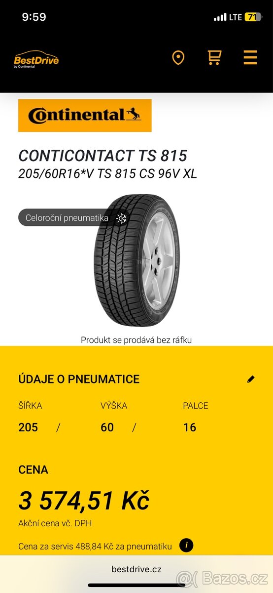 Continental ContiContact TS 815 205/60 R16 96H XL ContiSeal
