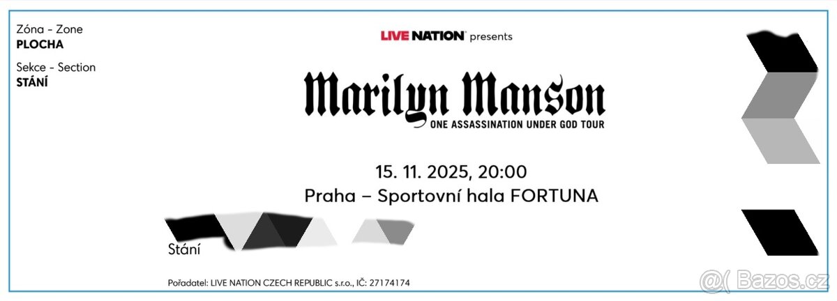 Marilyn Manson: Stani 15.11.2025 Praha