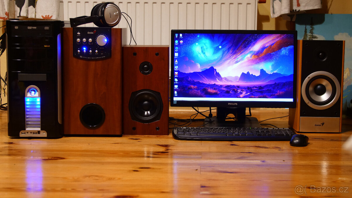 Počítačítačová sestava,subwoofer, repro genius,sluchátka