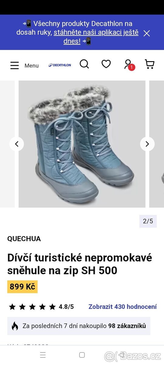 Zimní turistické kozačky, velikost 34