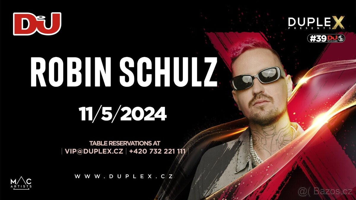 Dvě vstupenky na koncert Robin Schulz (Duplex Praha)