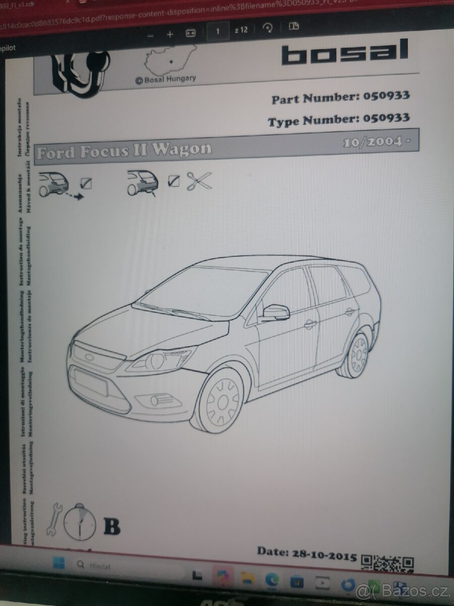 Bajonetové tažné Ford focus.