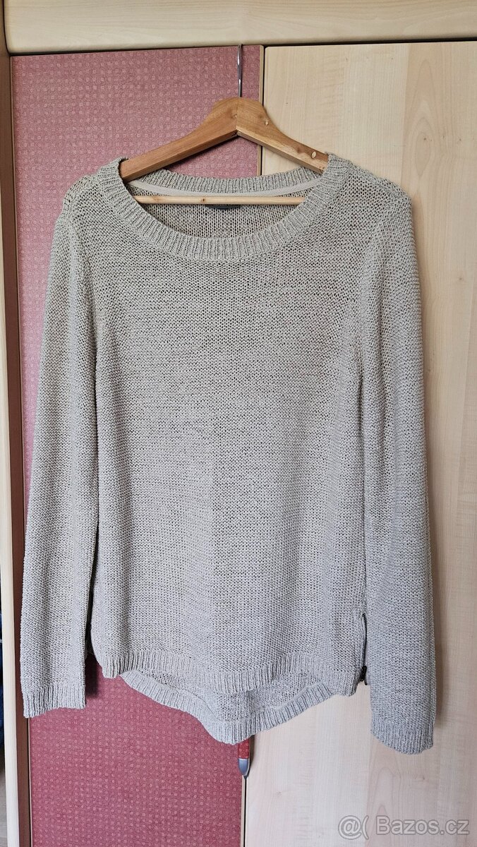 Béžový / khaki přízový svetr 42 /M-L