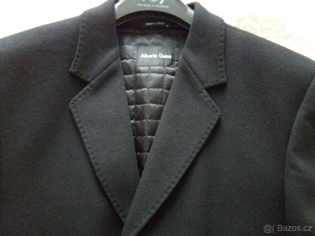 Luxusní pánský dlouhý černý kabát vel.XL