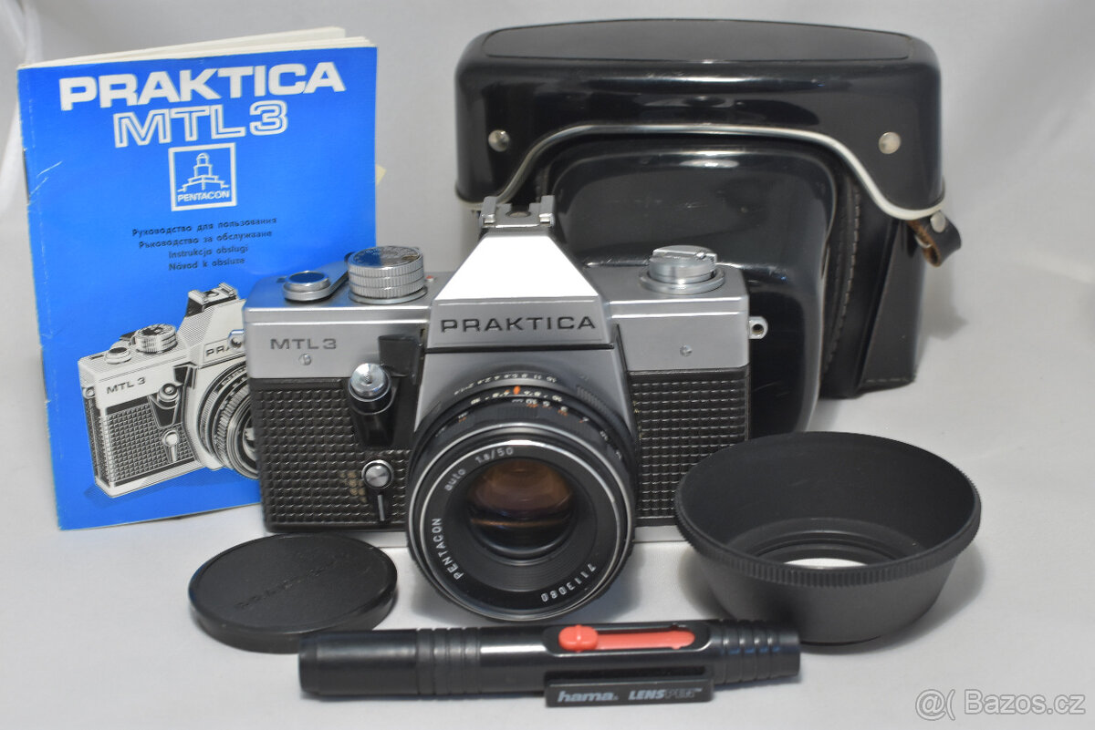 PRAKTICA MTL 3 + PENTACON 50/1,8 + PŘÍSLUŠENSTVÍ.