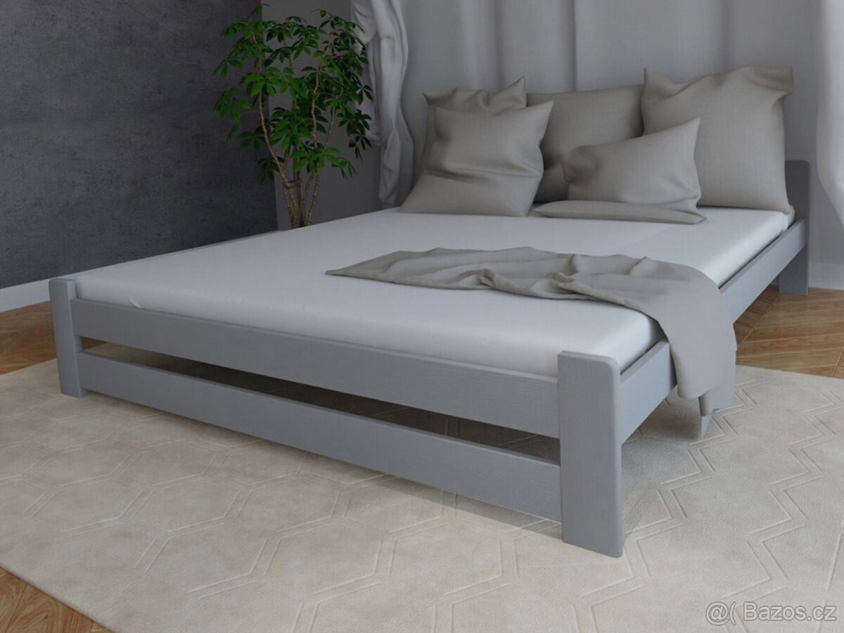 Nová postel MASIV grafit 140x200 cm + ROŠT
