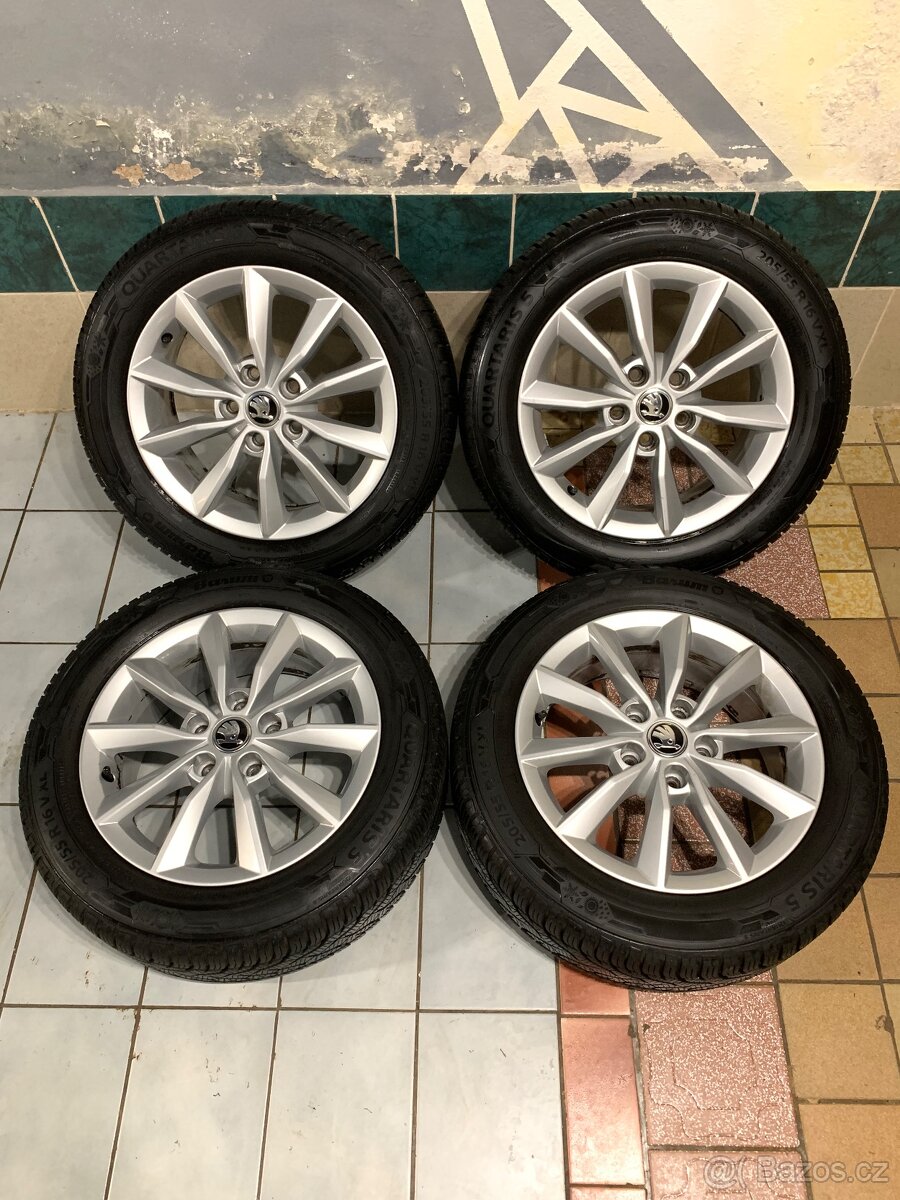 Alu kola Škoda R16 5X112 ZÁNOVNÍ CELOROČNÍ PNEU 205/55 R16