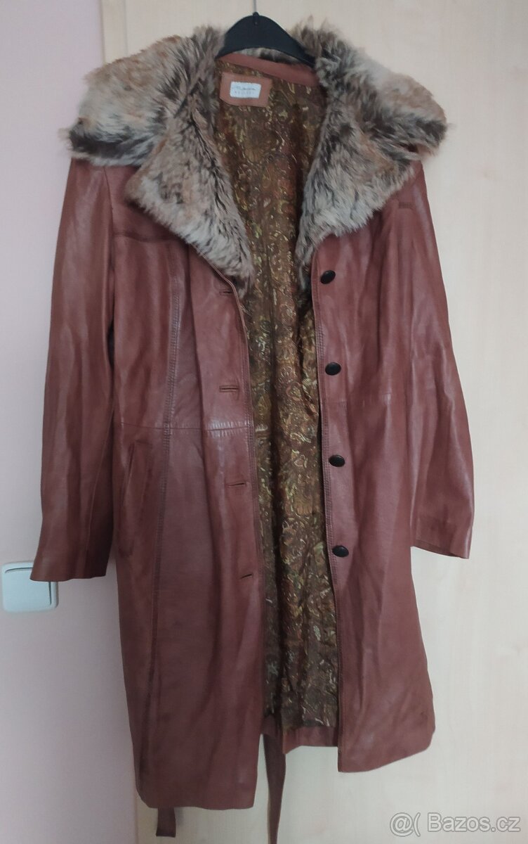 Luxusní dámský kožený kabát-jehněčí kůže, vel. 48