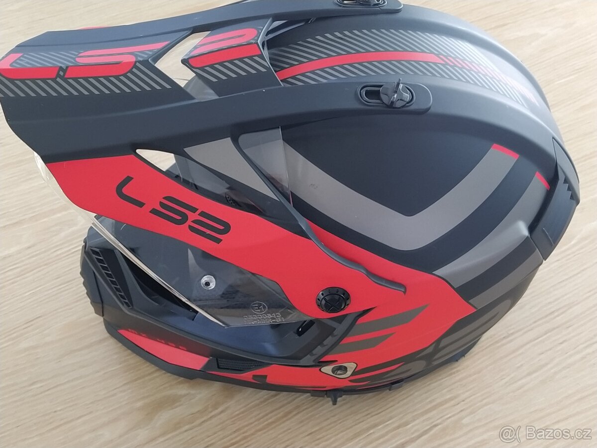 Enduro helma LS2 MX436 Pioneer EVO adventurer Matt Black Red