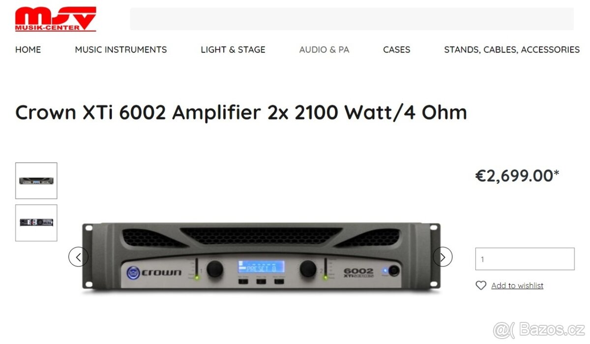 Prodám CROWN XTi 6002, zesilovač, koncák