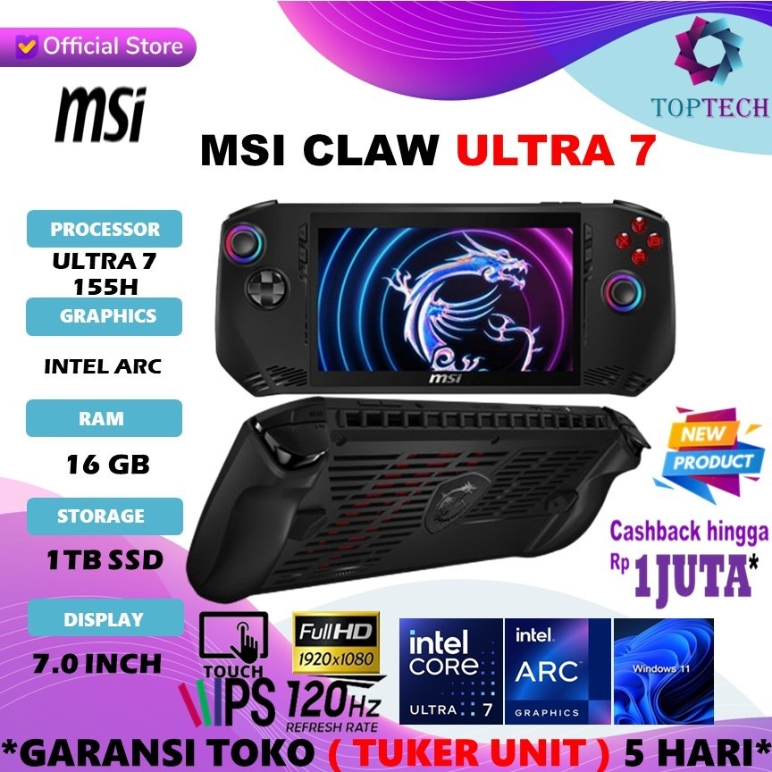 MSI Claw A1M-054CZ, ultra 7, 1tb