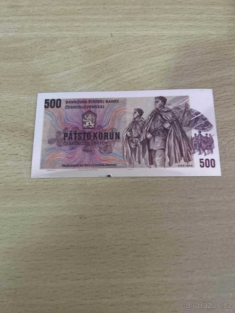 Měděná replika slavné 500 Kčs bankovky