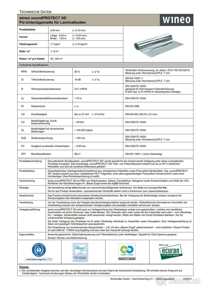 Kročejová izolace - soundPROTECT SD 2 mm - 56m2