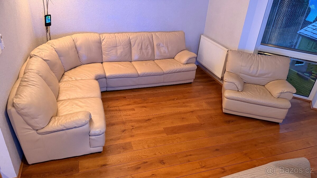 Kožená rohová sedací souprava