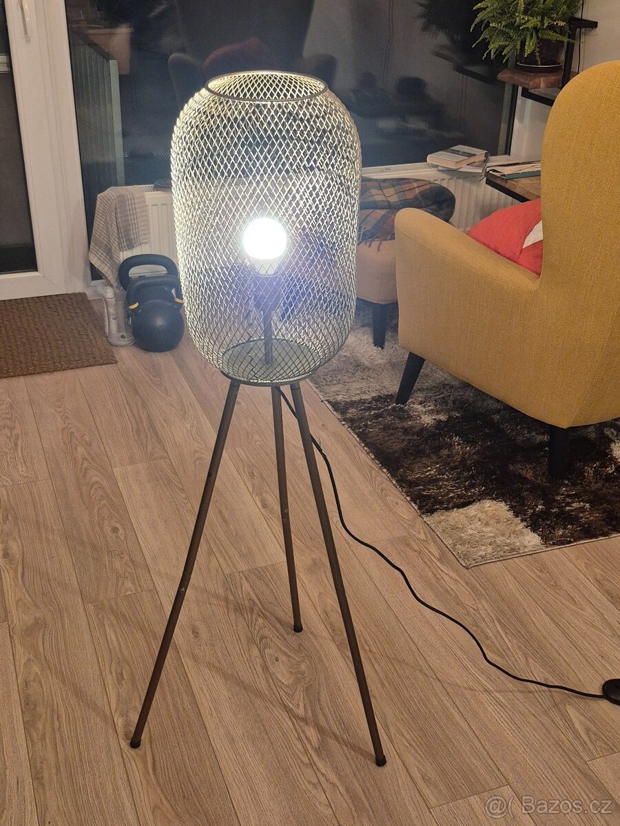 Moderní stojací lampa stativ mosaz - Waya Mesh