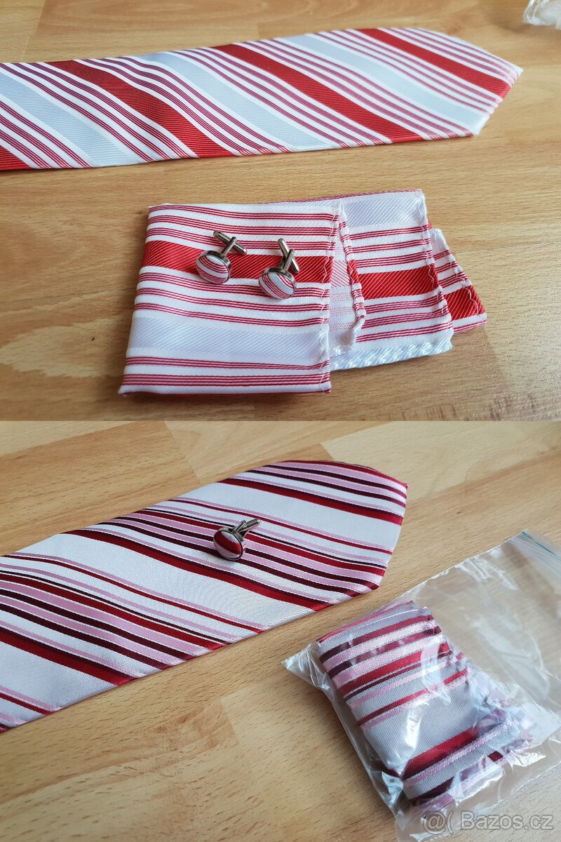 Kravaty, ruzne druhy vc manzet a kapesnicku