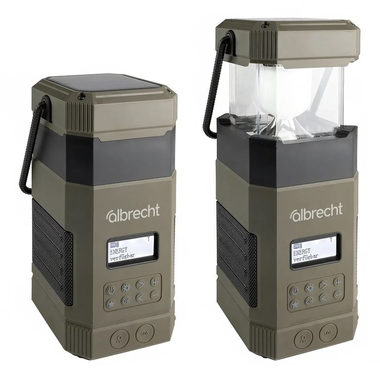 Outdoor camping rádio s LED, FM+DAB+, BT, solár
