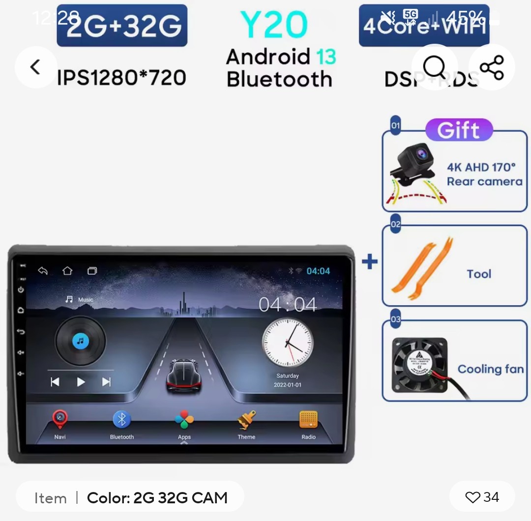 Android radio s parkovaci kamerou Duster 2gb, 32gb