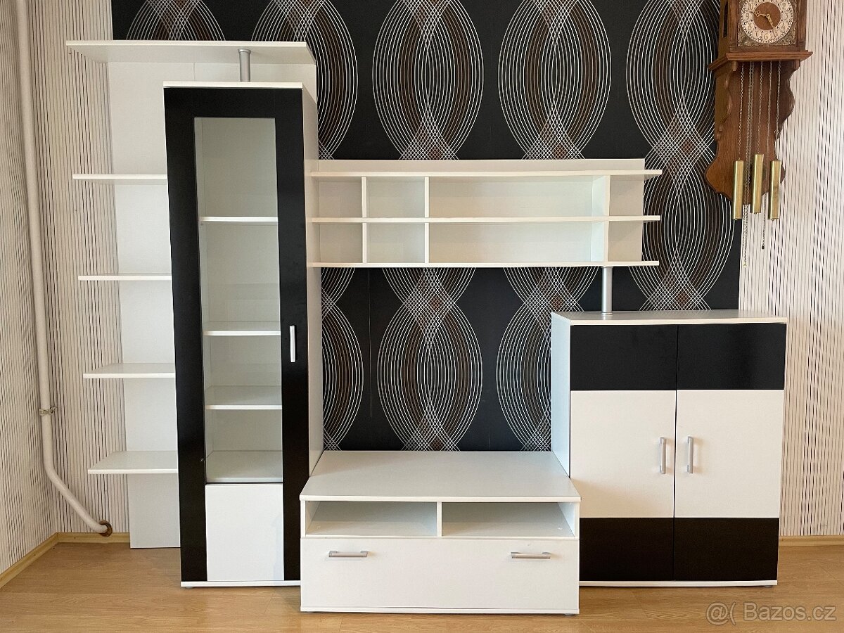 Obývací stěna v černobílém designu