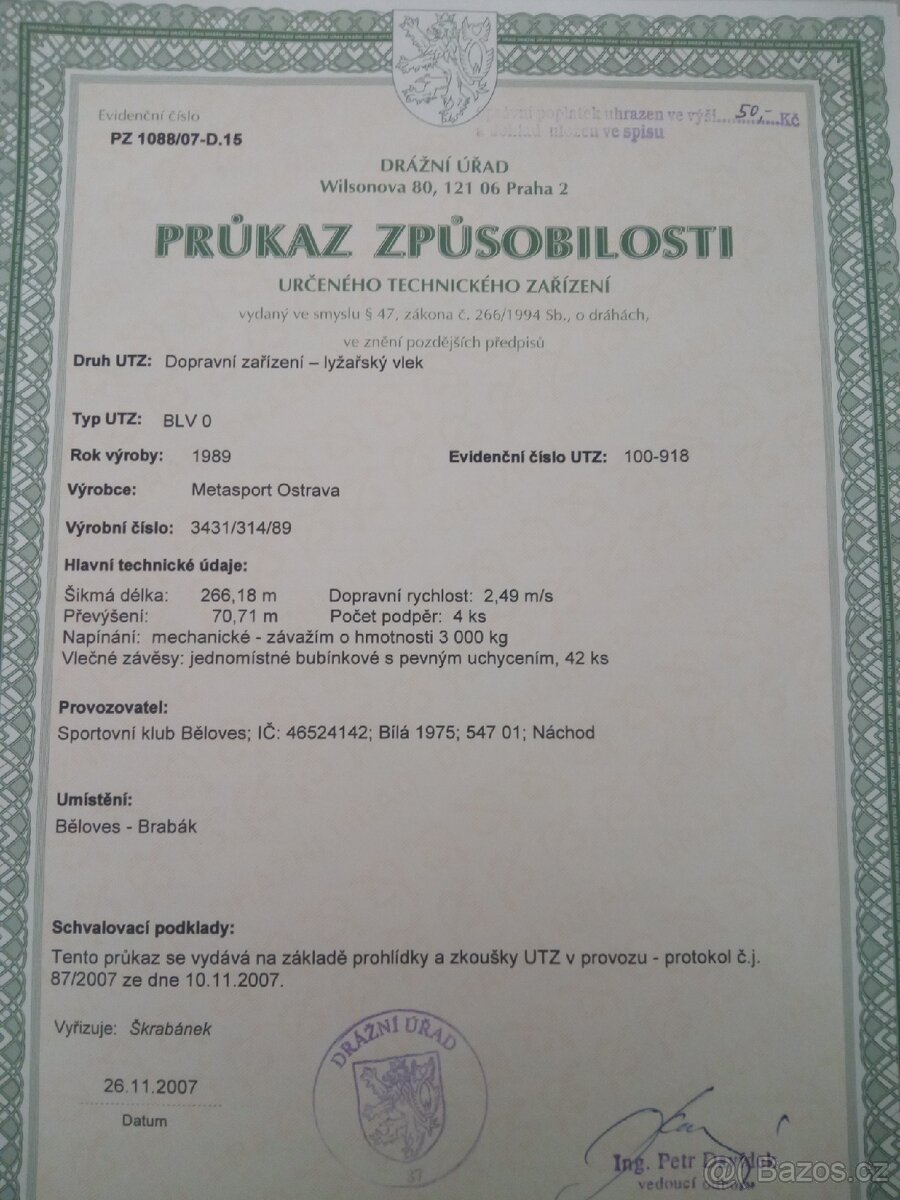 Lyžařský vlek BLV 0