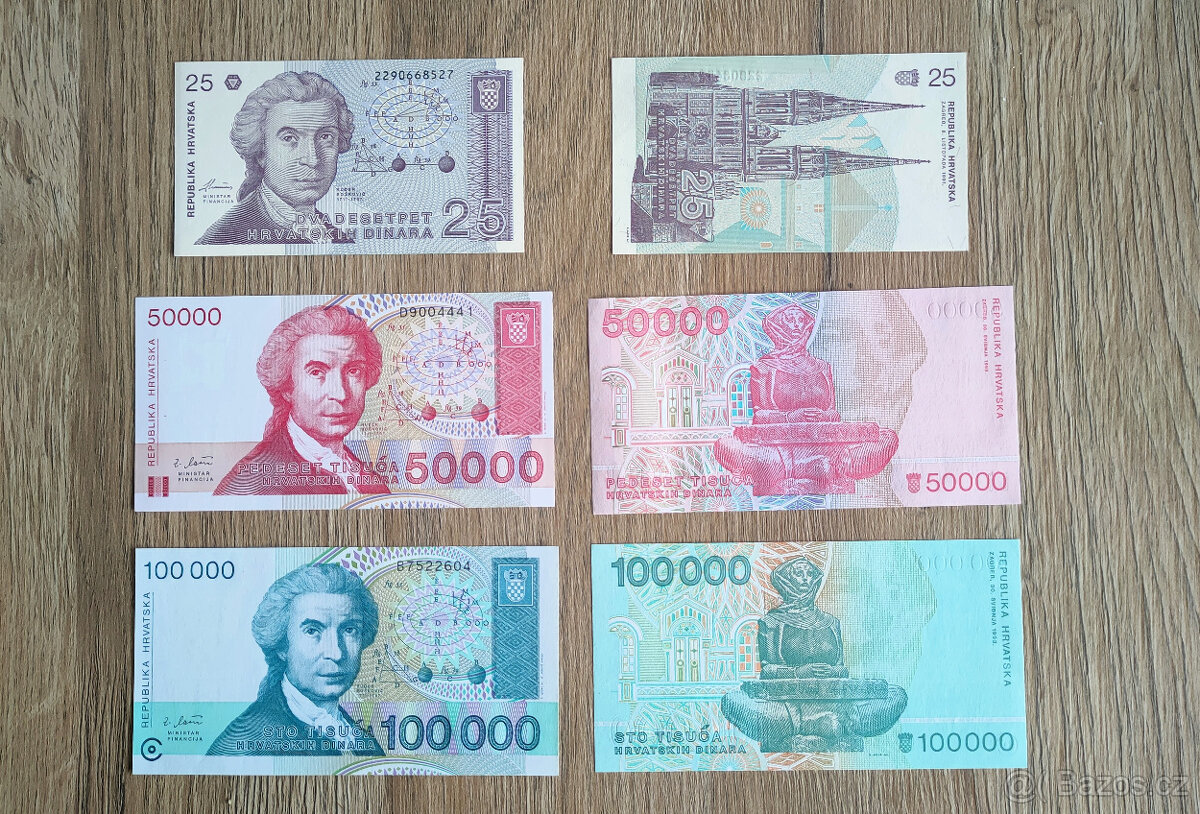 3 bankovky z Chorvatska