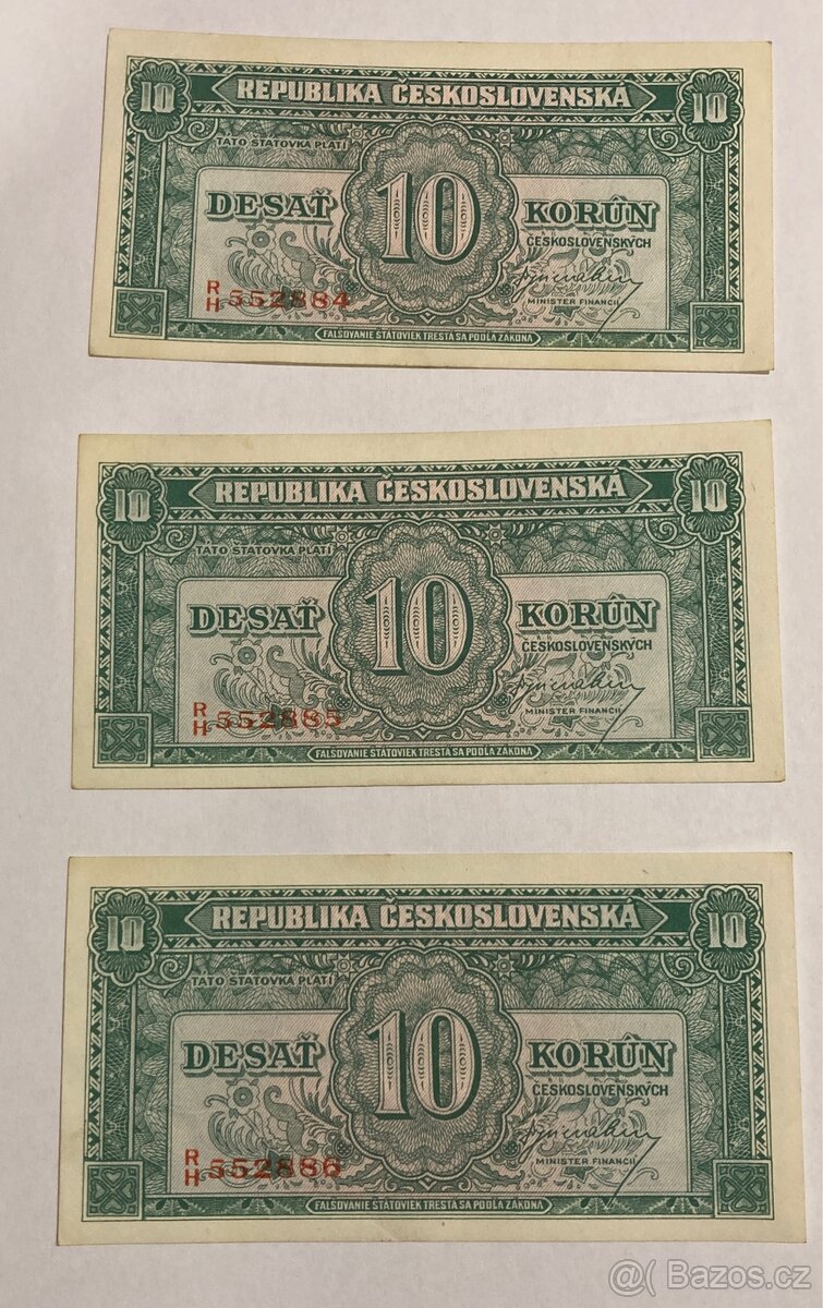 Bankovky 10 kčs bez data ( 1945 )