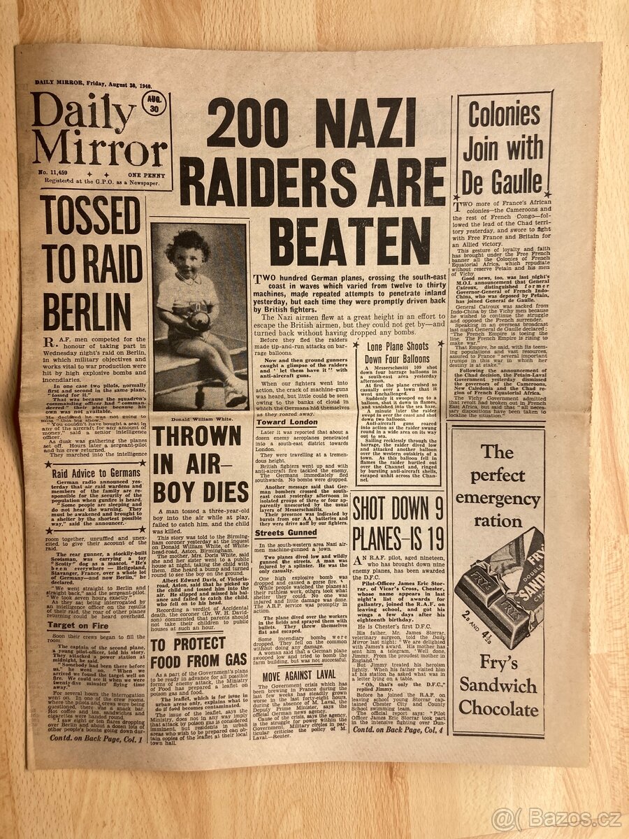 Původní zahraniční noviny z 2. světové války – 8 kusů