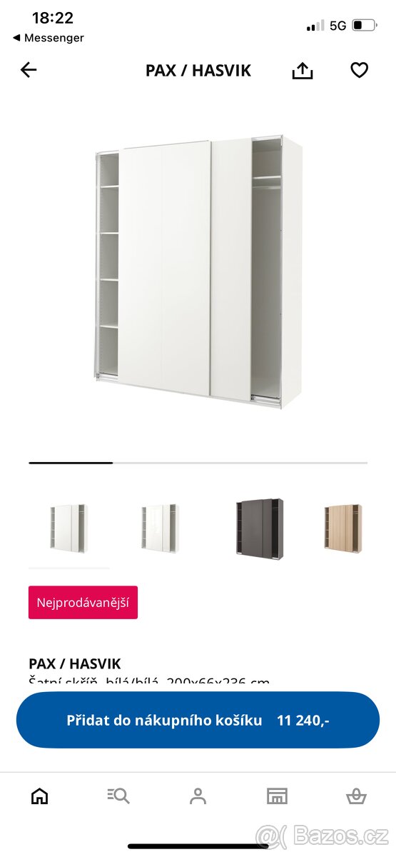 Skříň pax ikea 200x66x236