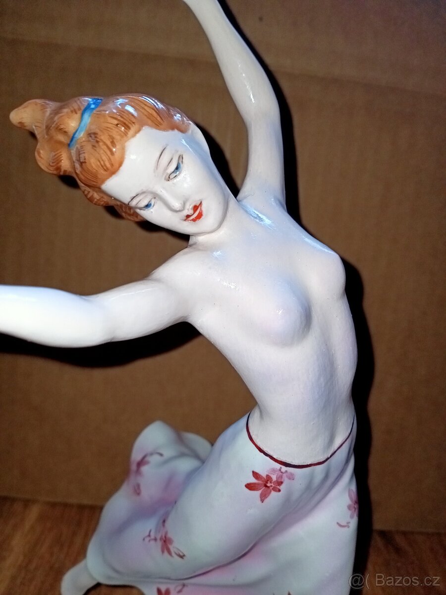 Polo akt tanečnice ART-DECO starý ROYAL DUX V.31cm