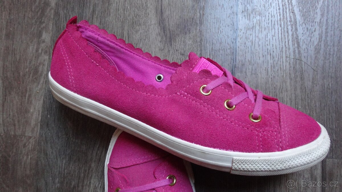 Tmavorůžové kožené baleríny CONVERSE v.39
