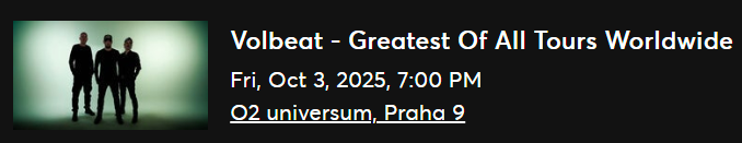 Volbeat 3.10. 2025 Praha