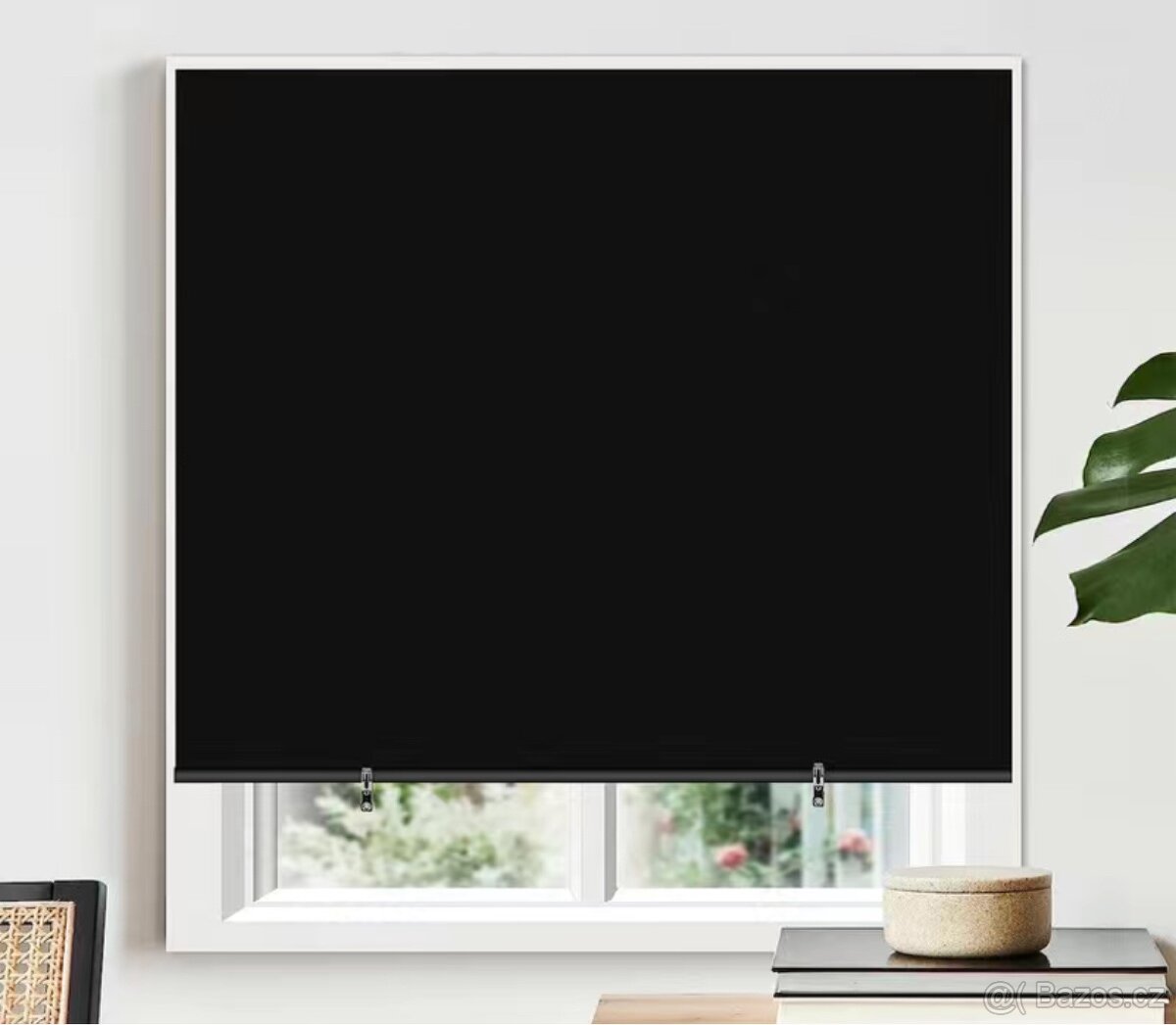 Zatemňovací látkové okenní rolety černo-stříbrné - 2 ks